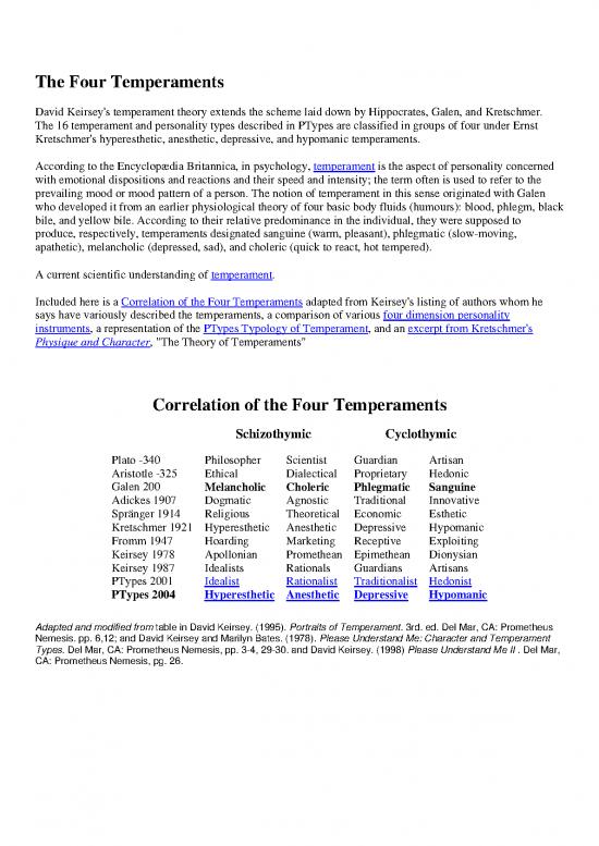 picture Personality Pdf 96997 | The Four Temperaments