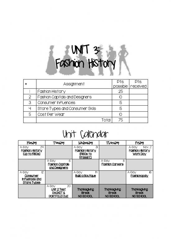 picture Fashion Pdf 95553 | Unit 3 Packet