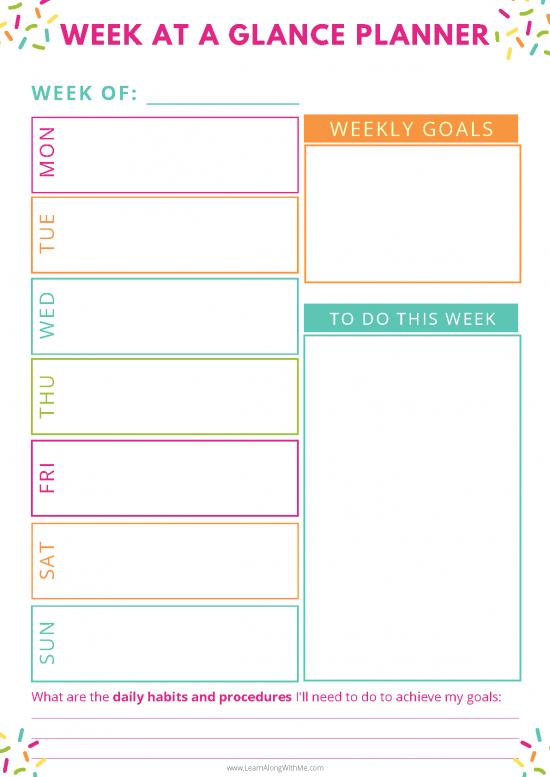 picture Weekly Planner Template Pdf 94724 | Week At A Glance Weekly Planner Template Colorful Confetti Learnalongwithmcom