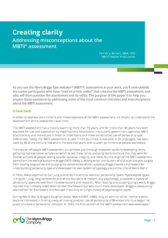picture_Personality Pdf 96080 | White Paper Creating Clarity Addressing Micsconceptions About The Mbti Assessment