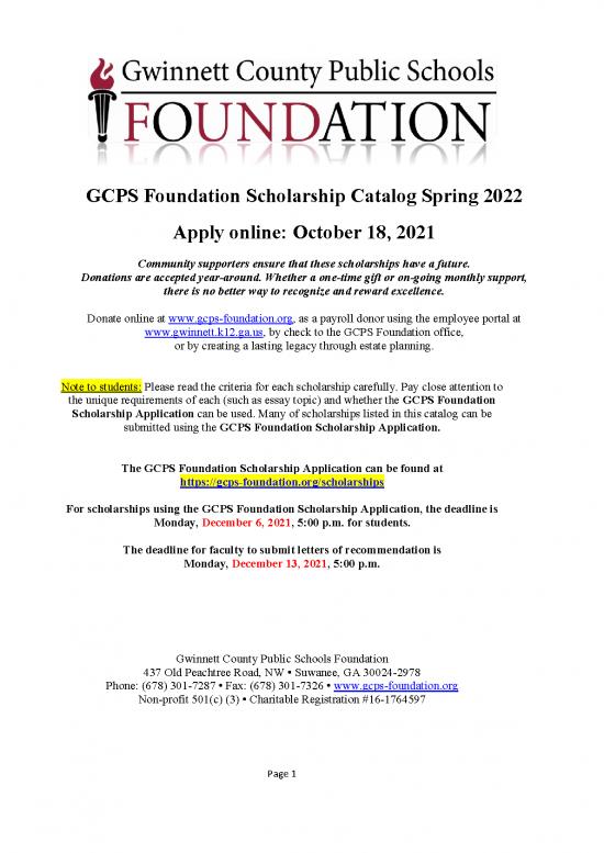 picture Planning Spreadsheet 10228 | Gcps Foundation Scholarship Catalog Spring 2022 | Beasiswa 2022