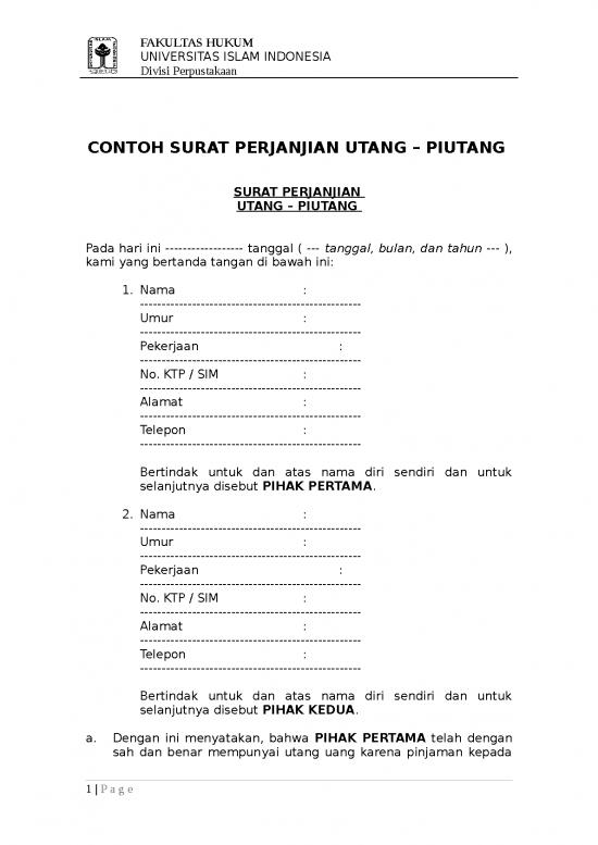 picture_Contoh Surat Perjanjian Utang Piutang Fh Uii | Flyer Template Word
