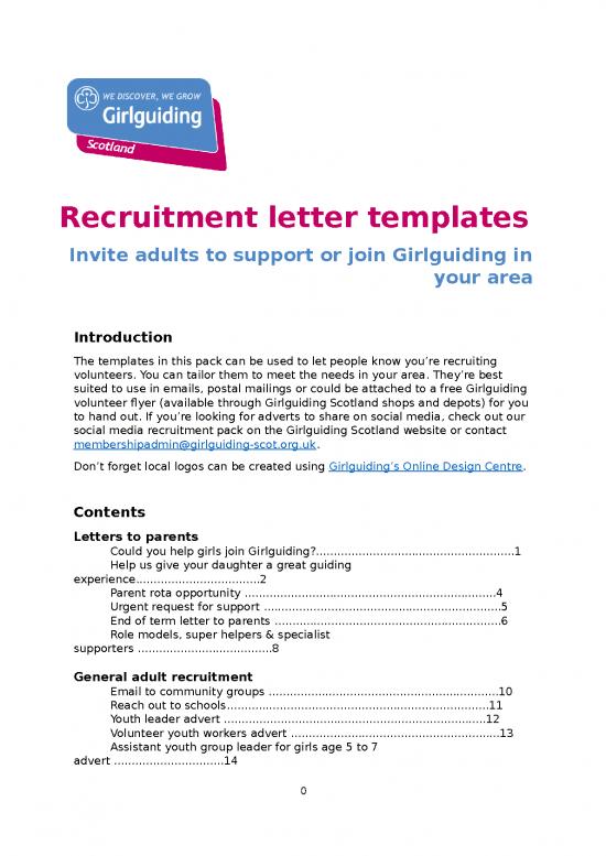 picture_Recruitment Letter Templates Girlguiding Scotland | Flyer Template Word
