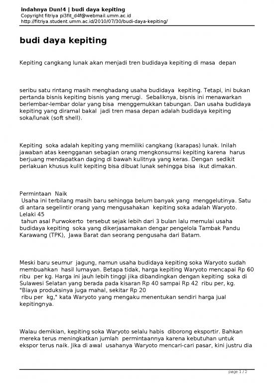 picture_Presentasi Usaha 9005 | Budi Daya Kepiting | Perikanan Dan Kelautan