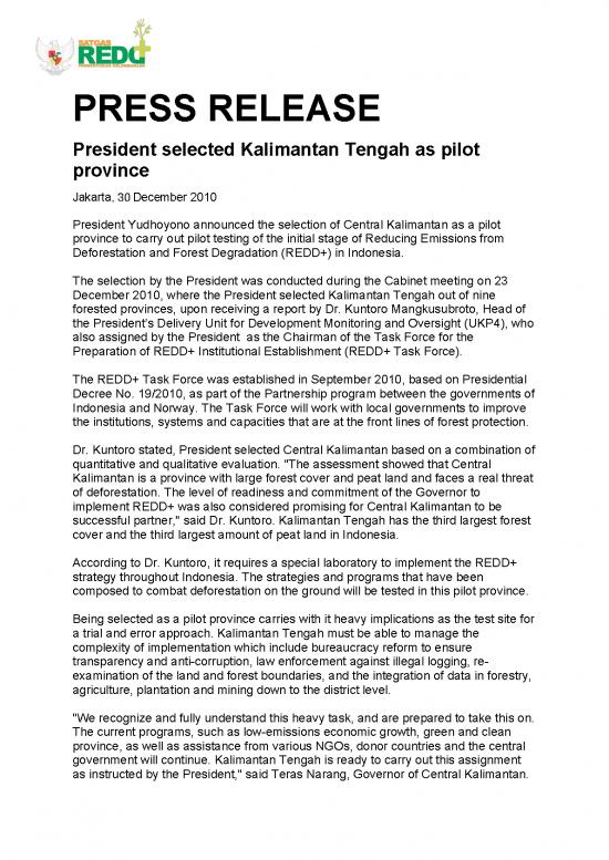 picture_Work Out Spread Sheet 9270 | 12 30 Press Release   President Selected Central Kalimantan As Pilot Province | Kehutanan
