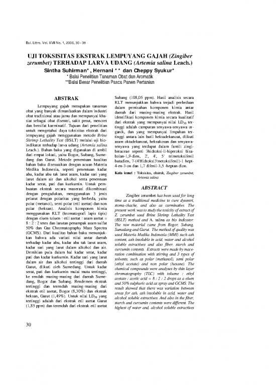 picture1_Pertanian Pdf 9484 | Uji Toksisitas Ekstrak Lempuyang Gajah  Zingiber Zerumbet  Terhadap Larva Udang  Artemia Salina Leach | Pertanian Dan Peternakan