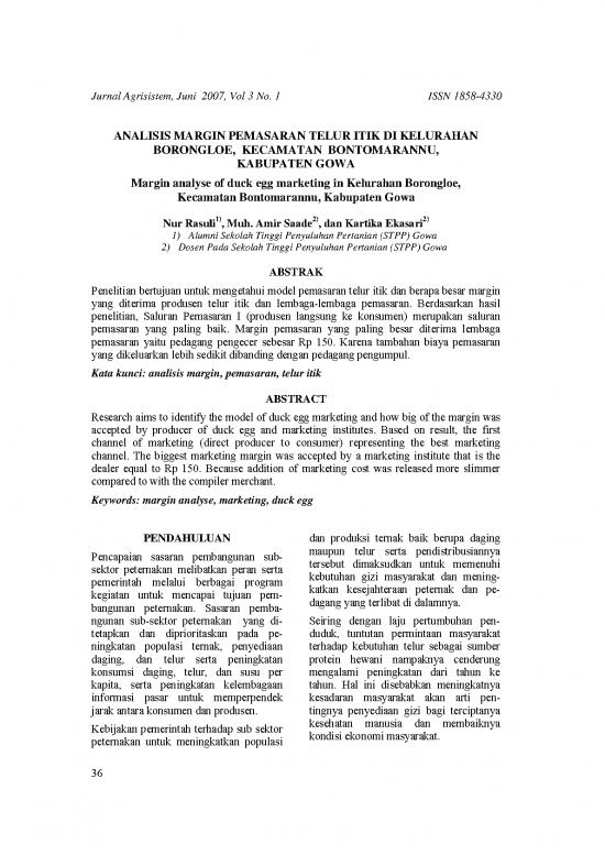 picture Pertanian Pdf 9589 | P Analisis Margin Pemasaran Telur Itik Di Kelurahan Borongloe | Pertanian Dan Peternakan