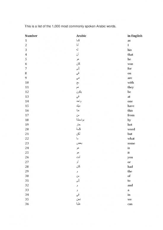 picture1_Arabic Pdf 99455 | 1000 Most Common Arabic Words
