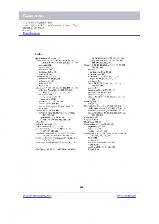 picture Tamil Grammar Pdf 99463 | 9780521027526 Index