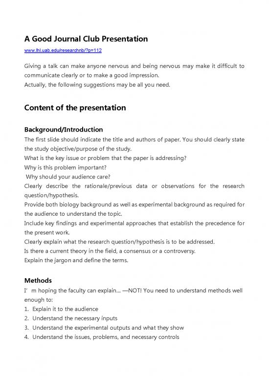 picture Journal Pdf 97585 | A Good Journal Club Presentation