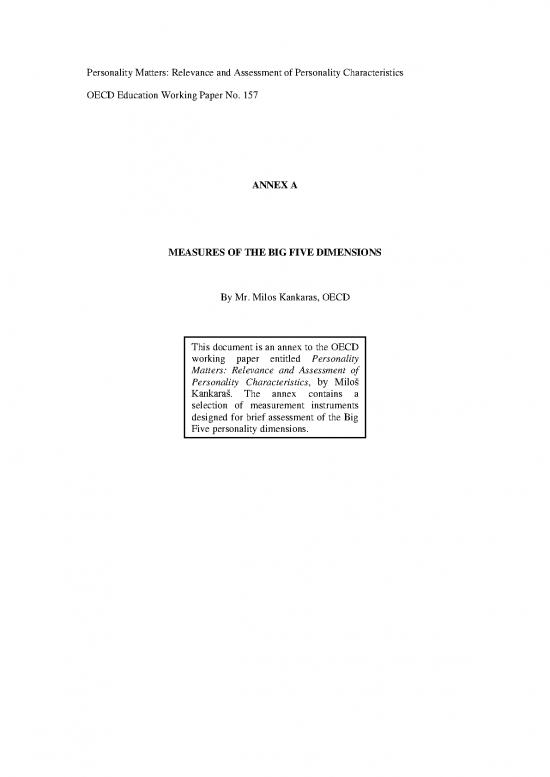 picture Personality Pdf 97180 | Annex A Measures Of The Big Five Dimensions