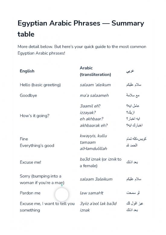picture_Arabic Pdf 99298 | Basic Egyptian Arabic Phrases