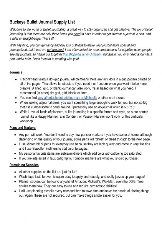 picture Journal Pdf 98110 | Buckeye Bullet Journal Supply List (1)