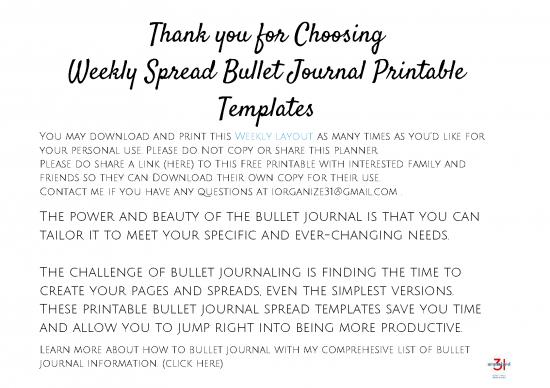 picture_Journal Pdf 97751 | Bullet Journal Weekly Spread Free Printable
