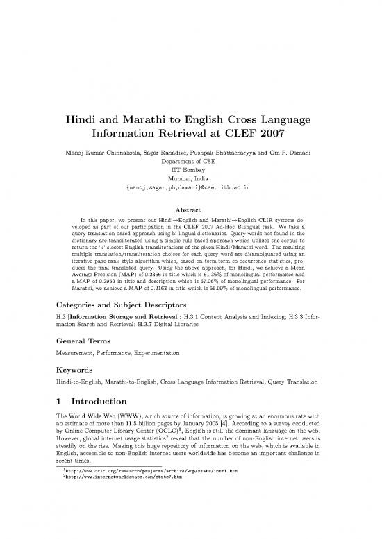 picture_Language Pdf 98341 | Clef2007wn Adhoc Kumarchinnakotlaet2007