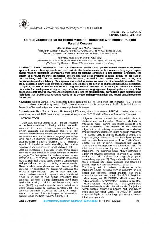 picture_Punjabi Sentences Pdf 98807 | Corpus Augmentation For Neural Machine Translation With English Punjabi Parallel Corpora Simran Kaur Jolly