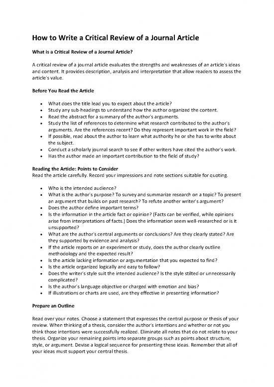 picture Journal Pdf 97580 | How To Write A Critical Review Of A Journal Article