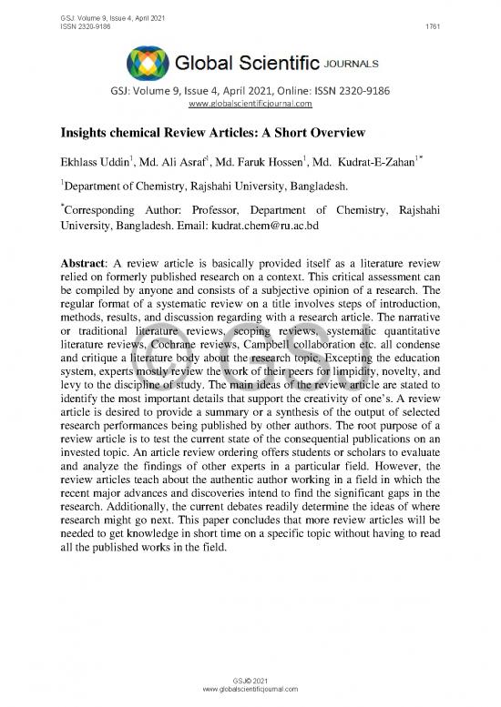 picture Example Of Article Review Pdf 97985 | Insights Chemical Review Articles A Short Overview