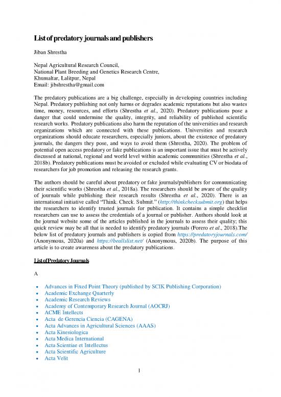 picture_List Of Predatory Journals 2020 Pdf 97563 | Listofpredatoryjournalsandpublishers Article