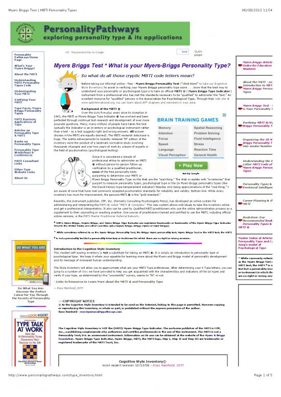 picture_Personality Pdf 97139 | Myers Briggs Test  Mbti Personality Types 1