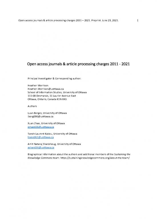 picture_Study Pdf 97809 | Open Access Journals And Article Processing Charges 2011 2021 Preprint