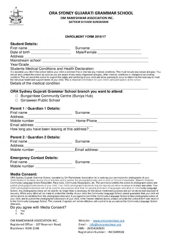 picture1_Gujarati Grammar Pdf 98712 | Ora Sydney Gujarati Grammar School Enrolment Form