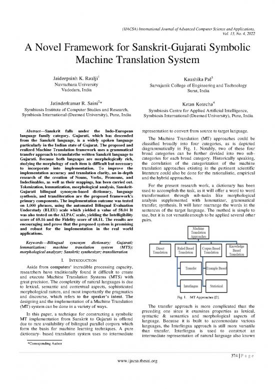 picture Language Pdf 99447 | Paper 44 A Novel Framework For Sanskrit Gujarati Symbolic Machine Translation