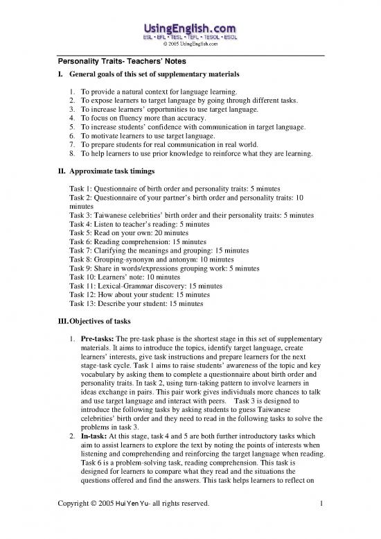 picture Personality Pdf 97374 | Personality Traits Teachers Notes