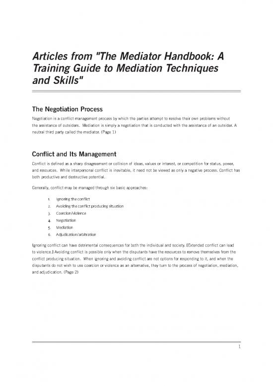 picture Interpersonal Therapy Techniques Pdf 97410 | Required Readingarticles 22the Mediator Handbook Training Guide Mediation Techniques And Skills22
