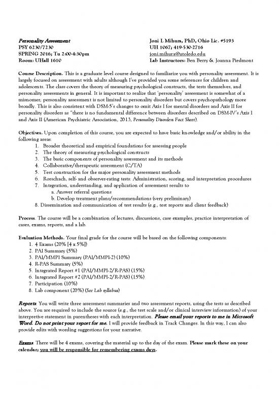 picture Personality Pdf 97377 | S17 Psy6230 7230 Syllabus