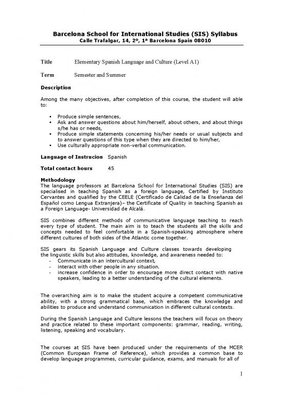 picture1_Language Pdf 98999 | Sis Syllabus Elementary Spanish Lanauge And Culture Level A1 3 Credits