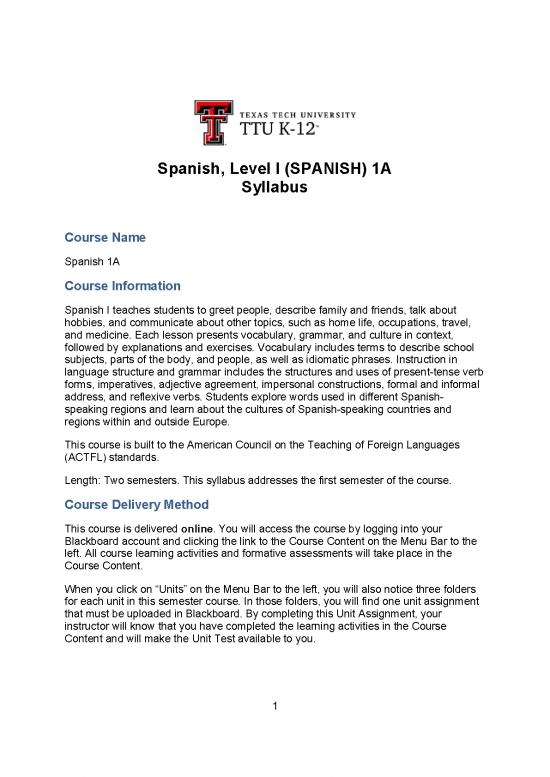 picture Language Pdf 99017 | Spanish1a Syllabus