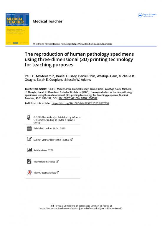 picture Journal Pdf 98090 | The Reproduction Of Human Pathology Specimens Using Three Dimensional 3d Printing Technology For Teaching Purposes