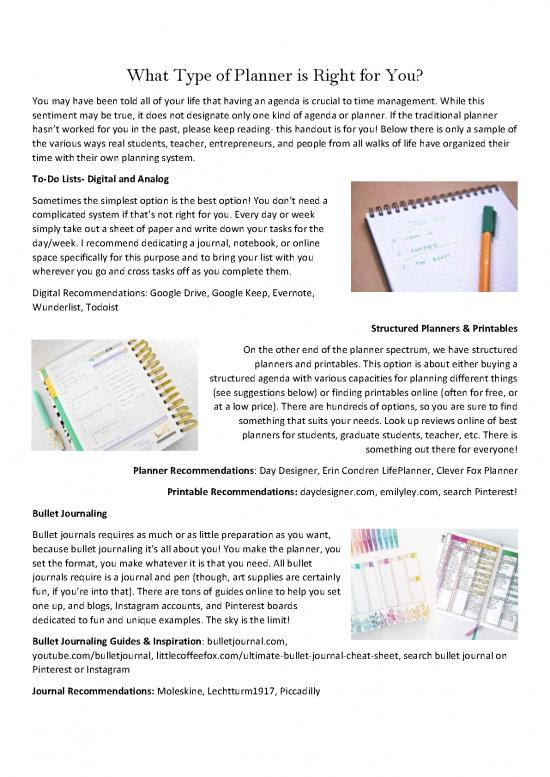 picture Journal Pdf 97444 | Work Life Handout What Type Of Planner Is Right For You