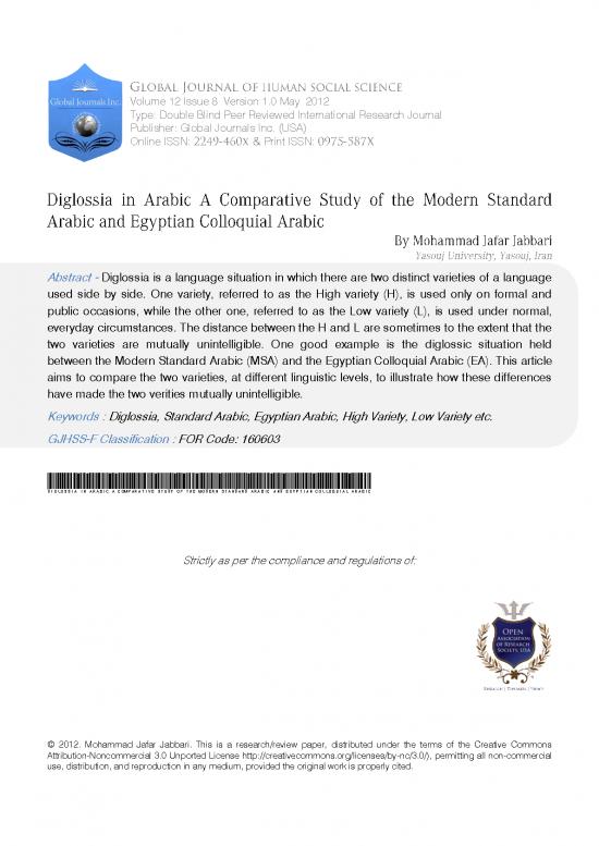 picture Language Pdf 100843 | 3 Diglossia In Arabic A Comparative Study