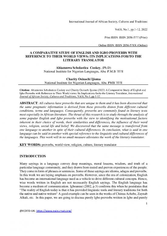 picture_Study Pdf 101422 | A Comparative Study Of English And Igbo Proverbs