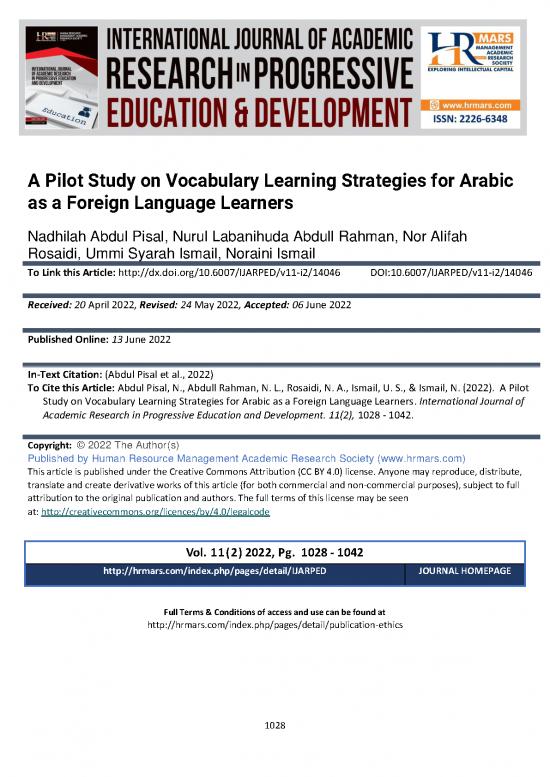 picture_Language Pdf 100863 | A Pilot Study On Vocabulary Learning Strategies For Arabic As A Foreign Language Learners