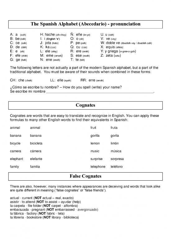 picture Spanish Pdf 101718 | Alphabet And Cognates Pdf