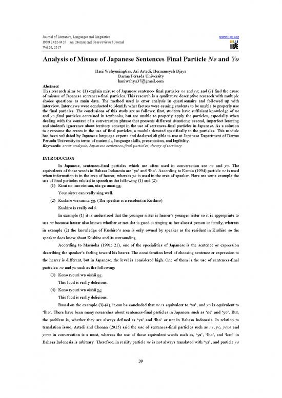 picture Linguistics Pdf 99934 | Analysis Of Misuse Of Japanese Sentences Final Particle Ne And Yo