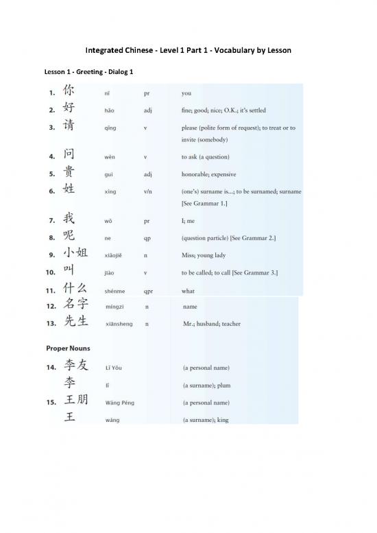 picture1_Integrated Chinese Pdf 99743 | Ic Level 1 Part 2 Vocab