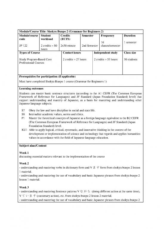 picture Language Pdf 100911 | Module Shokyu Bunpo 2