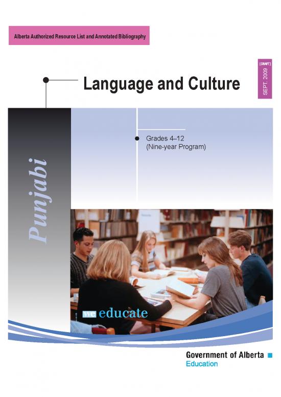 picture1_Language Pdf 99646 | Punjabi Language And Culture Grades 4 12 Nine Year Program Alberta Authorized Resource List And Annotated Bibliography