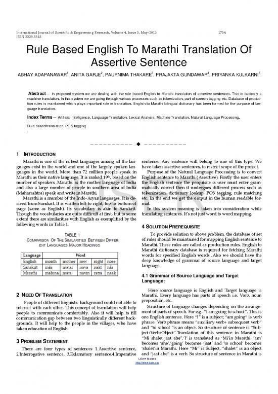 picture Language Pdf 101634 | Rule Based English To Marathi Translation Of Assertive Sentence