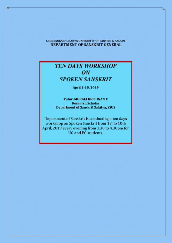 picture Sanskrit Pdf 102073 | Ten Days Workshop  On  Spoken Sanskrit