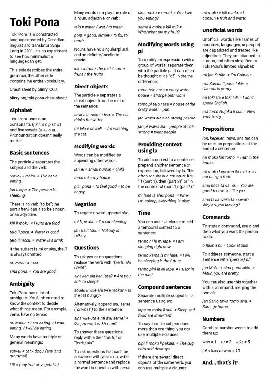 picture_Language Pdf 100044 | Toki Pona Cheat Sheet