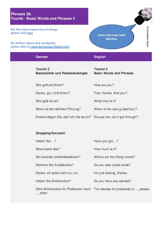 picture_Basic German Pdf 100763 | Tourist   Basic Words And Phrases   Teil 2