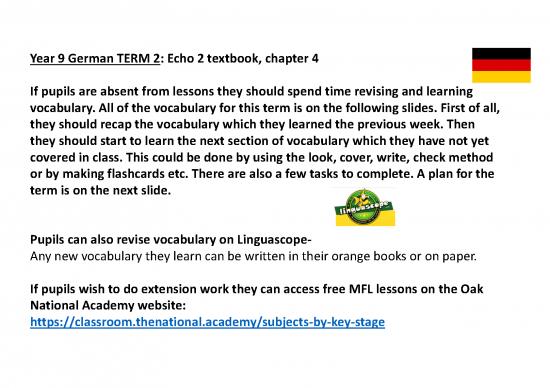 picture Learning German Pdf 101335 | Yr9 German Term 2