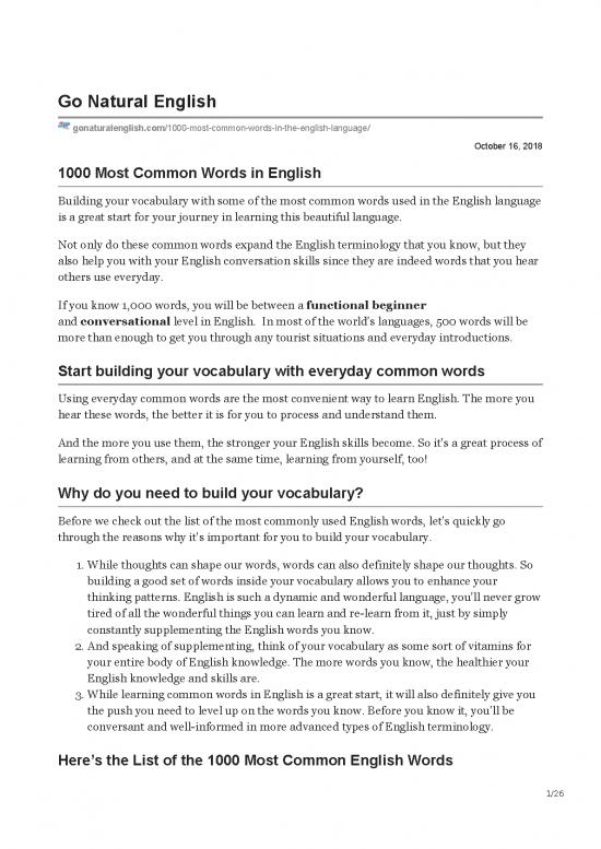 picture_Language Learning Pdf 104335 | 1000 Most Common Words In English