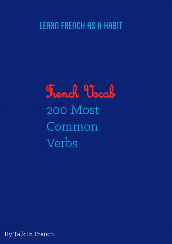 picture Most Common French Verbs Pdf 103624 | 200 Most Common Verbs