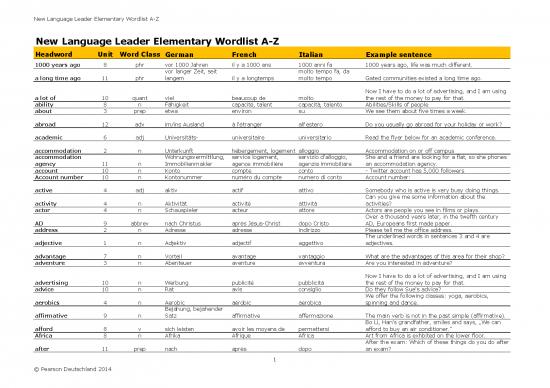 picture Language Pdf 103384 | 9781447961468 New Language Leader Elementary En De Fr It Wordlist A Z
